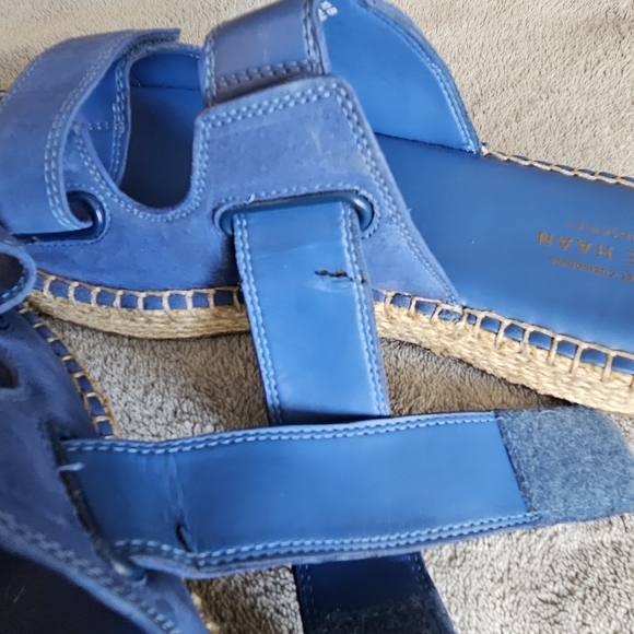 Cole Haan Blue Cloudfeel Espadrille Slide Wedge Sandals Size 10 - Picture 8 of 11